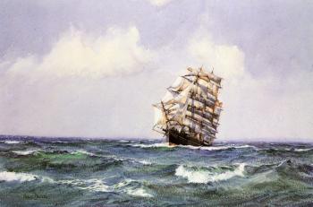 Montague Dawson : The Ship Lightening making Landfall in Summer Weather